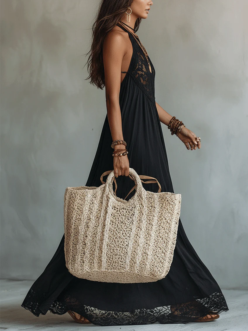 Eleonora™ | Abito Maxi Pizzo Nero Boho