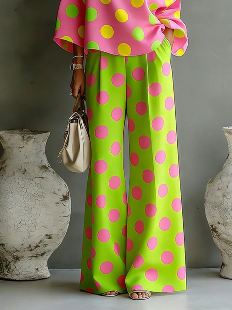 Chiara™ | Set a Pois Colorato con Pantaloni Larghi
