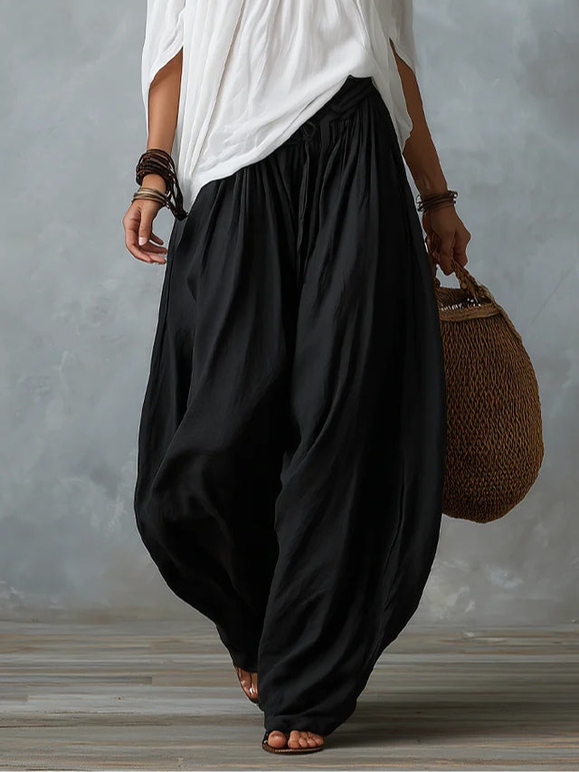 Chiara™ | Top Off-Shoulder Bianco con Pantaloni Larghi a Zampa