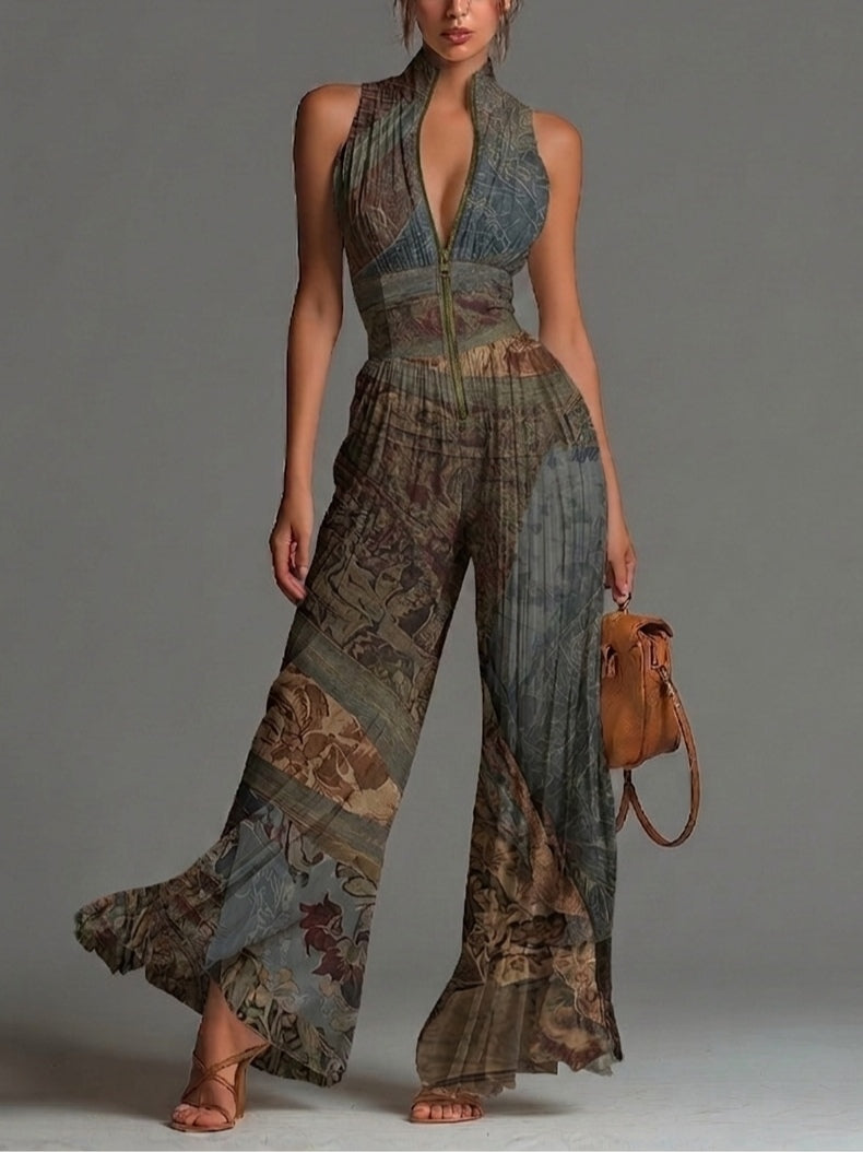 Giulia™ | Tuta Chiffon Etnica Boho con Zip