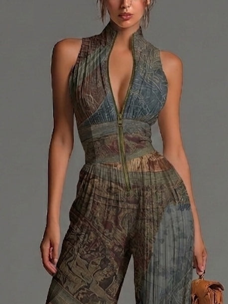 Giulia™ | Tuta Chiffon Etnica Boho con Zip