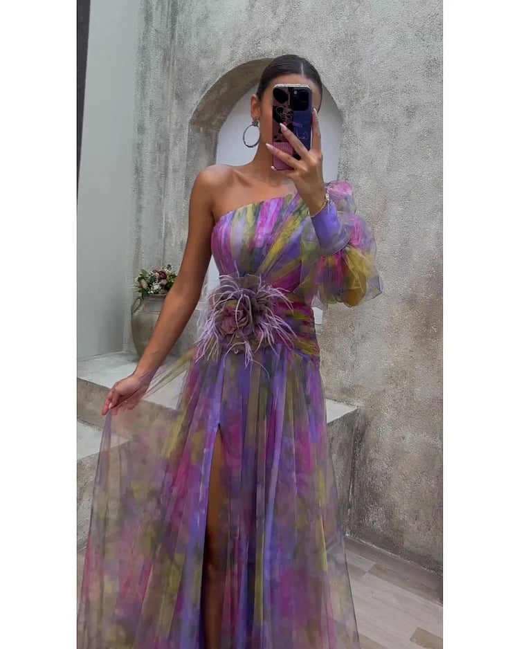 Francesca™ | Abito Asimmetrico con Manica Unica e Spacco