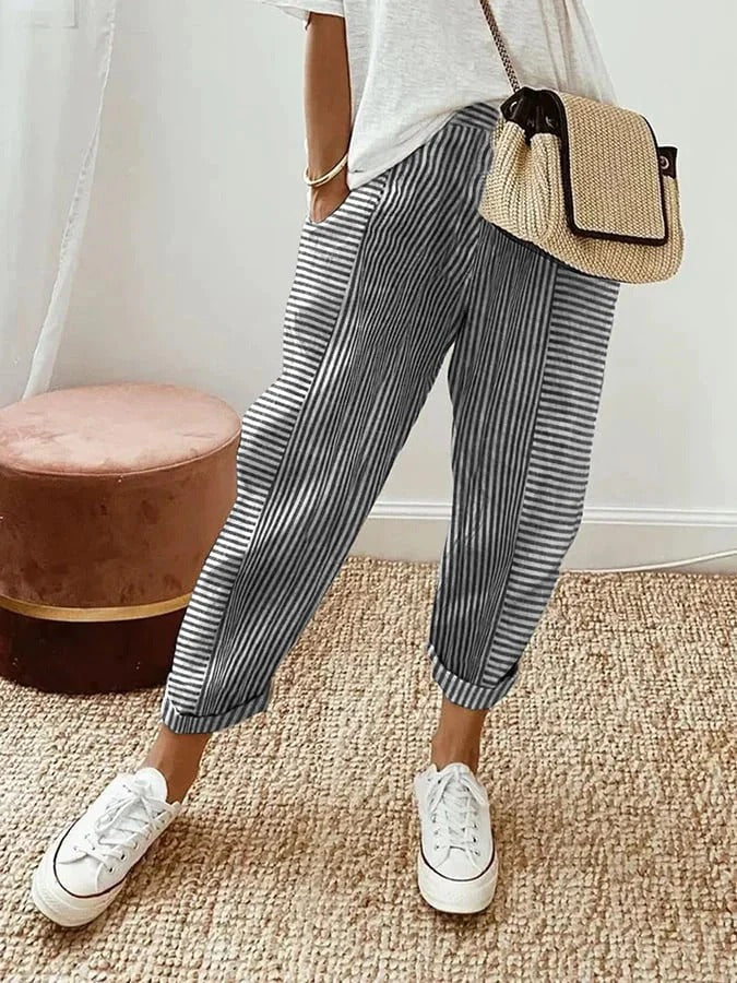 Martina™ | Pantaloni Cropped a Righe dalla Gamba Larga
