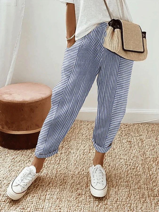 Martina™ | Pantaloni Cropped a Righe dalla Gamba Larga