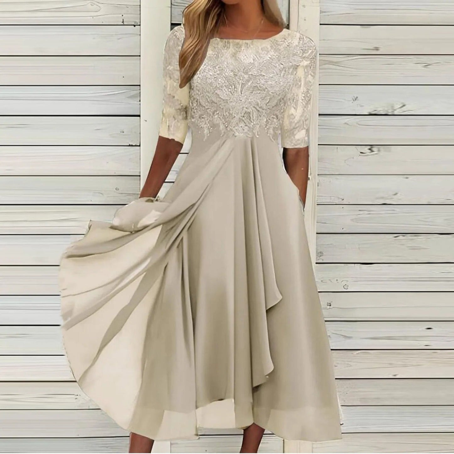 Martina™ | Abito Midi Elegante in Pizzo