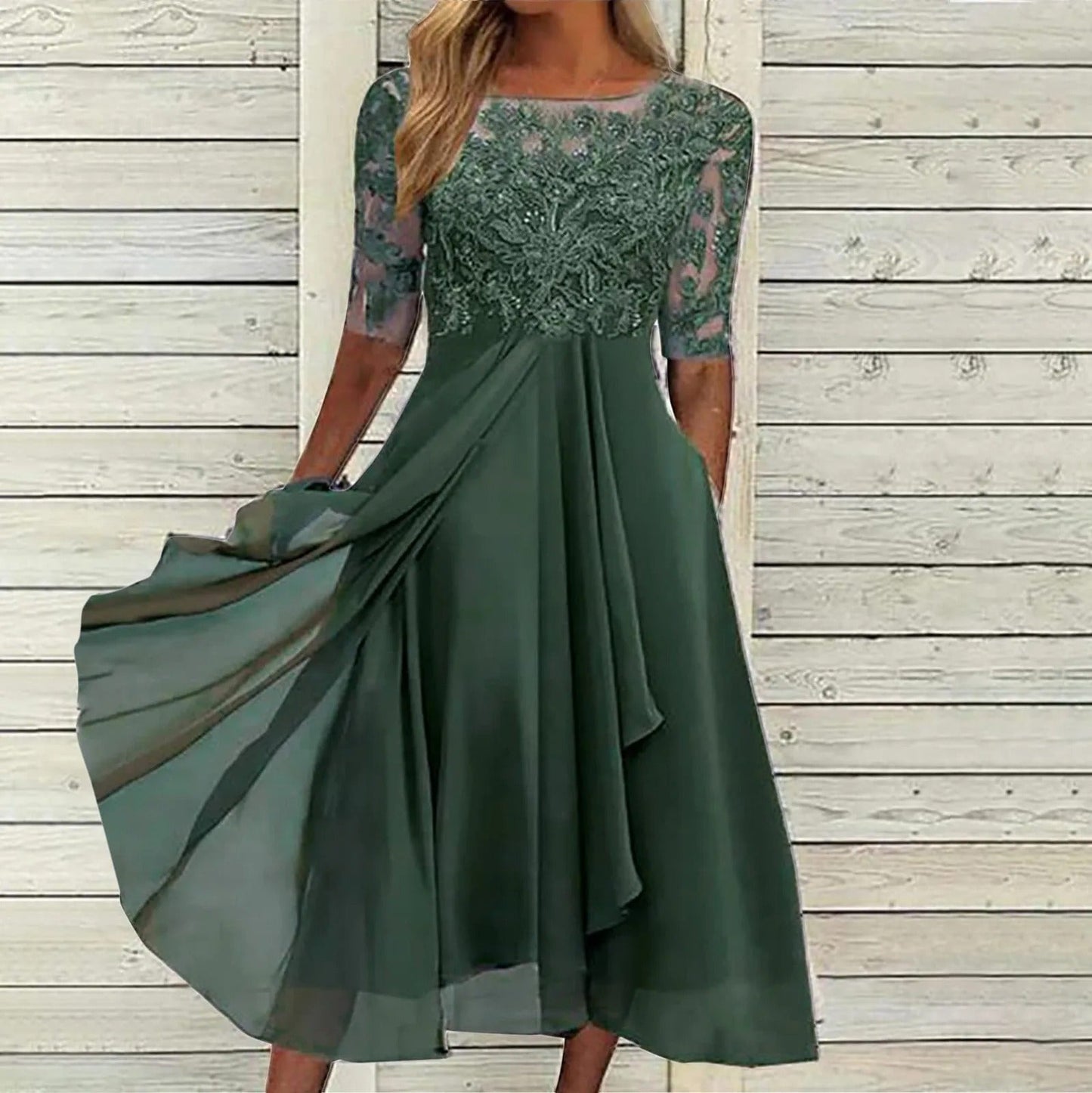 Martina™ | Abito Midi Elegante in Pizzo