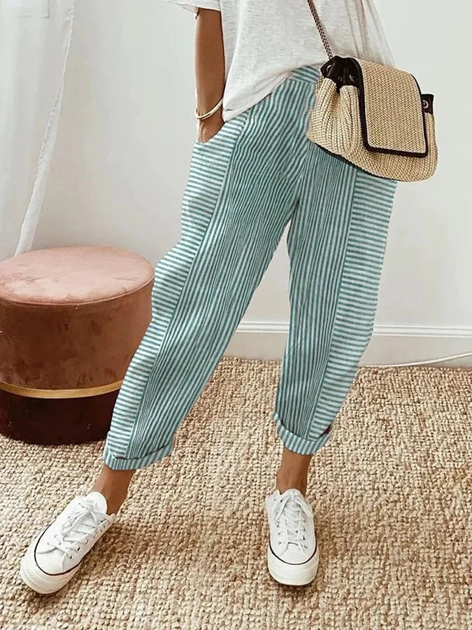 Martina™ | Pantaloni Cropped a Righe dalla Gamba Larga