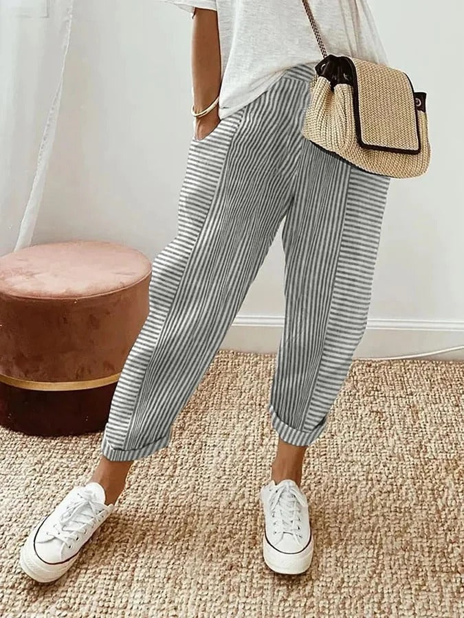 Martina™ | Pantaloni Cropped a Righe dalla Gamba Larga