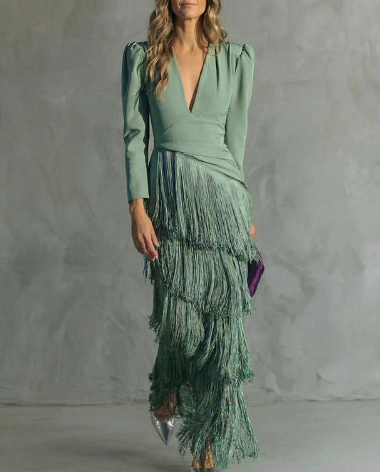 Chiara - Abito elegante con maniche a frange