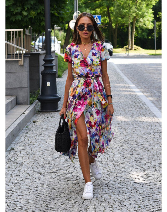 Talia™ | Vestito floreale elegante con scollo a V A