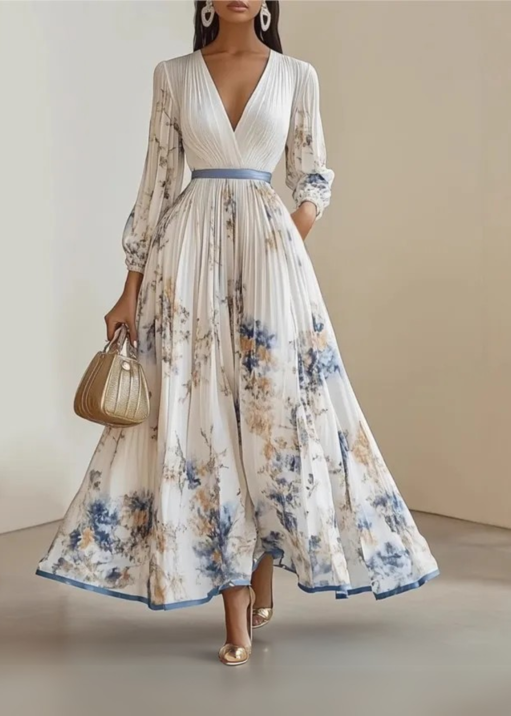 Giulia™ | Abito Maxi Plissettato Floreale Senza Tempo