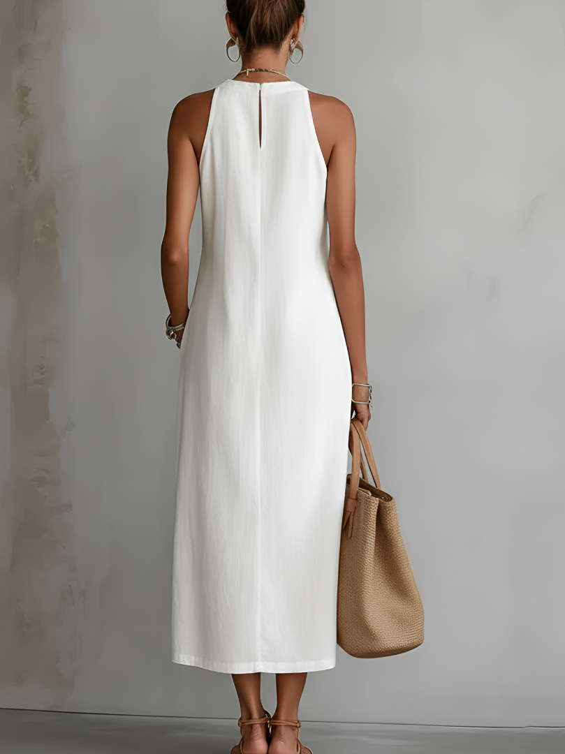 Giulia™ | Abito Midi Ricamato con Collo alla Coreana
