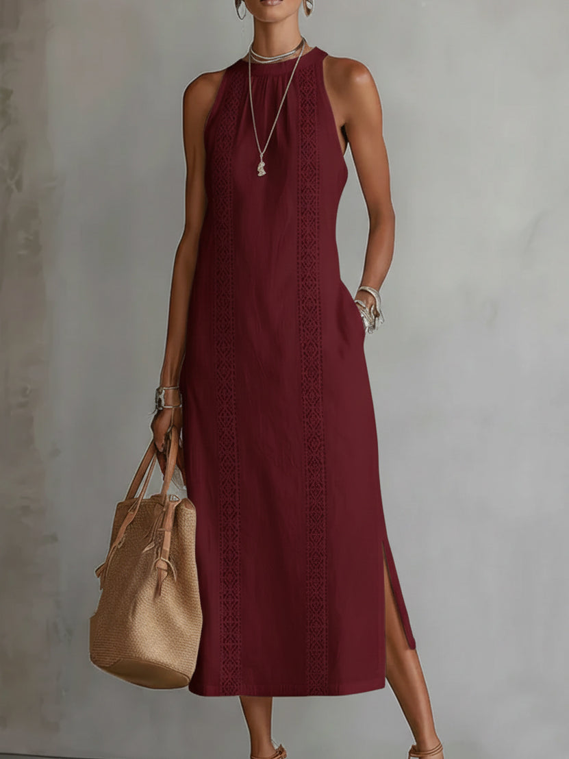 Giulia™ | Abito Midi Ricamato con Collo alla Coreana