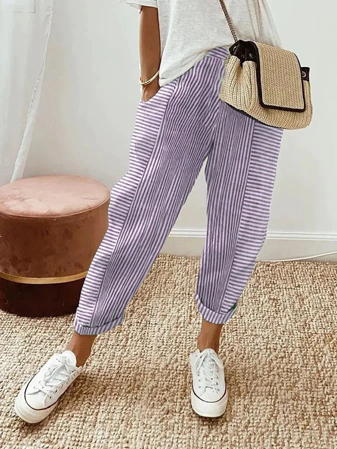 Martina™ | Pantaloni Cropped a Righe dalla Gamba Larga