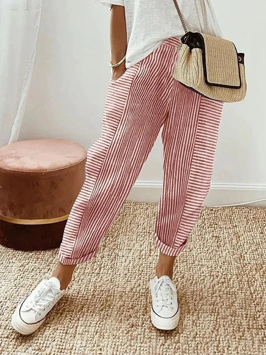 Martina™ | Pantaloni Cropped a Righe dalla Gamba Larga